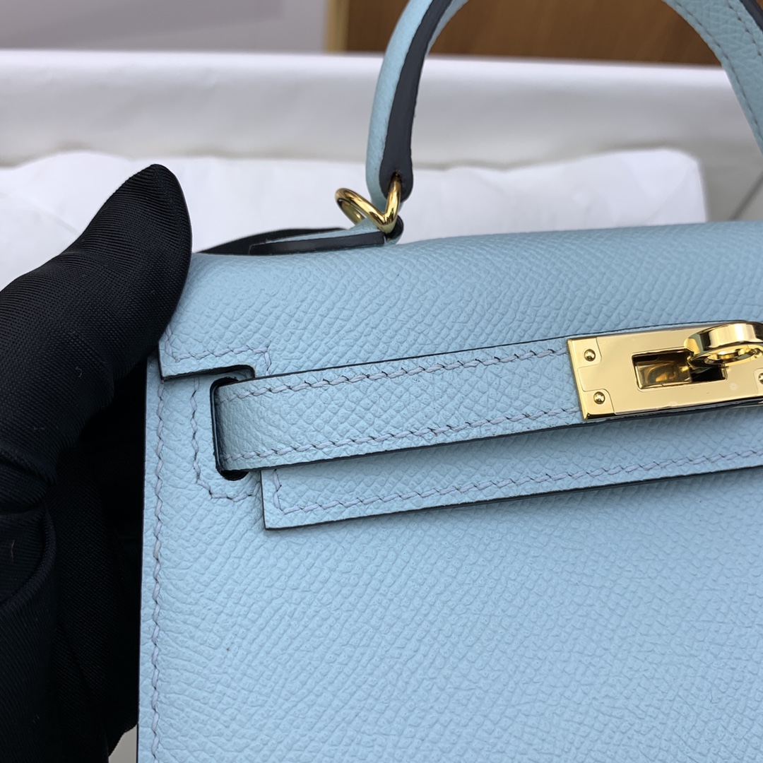 Hermes Kelly Mini II Bag 19CM In Azure Blue Epsom Leather